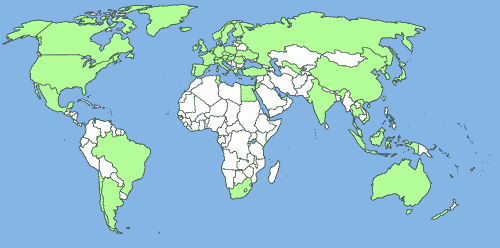 World map of the countries we have shipped to World map of the countries we have shipped to